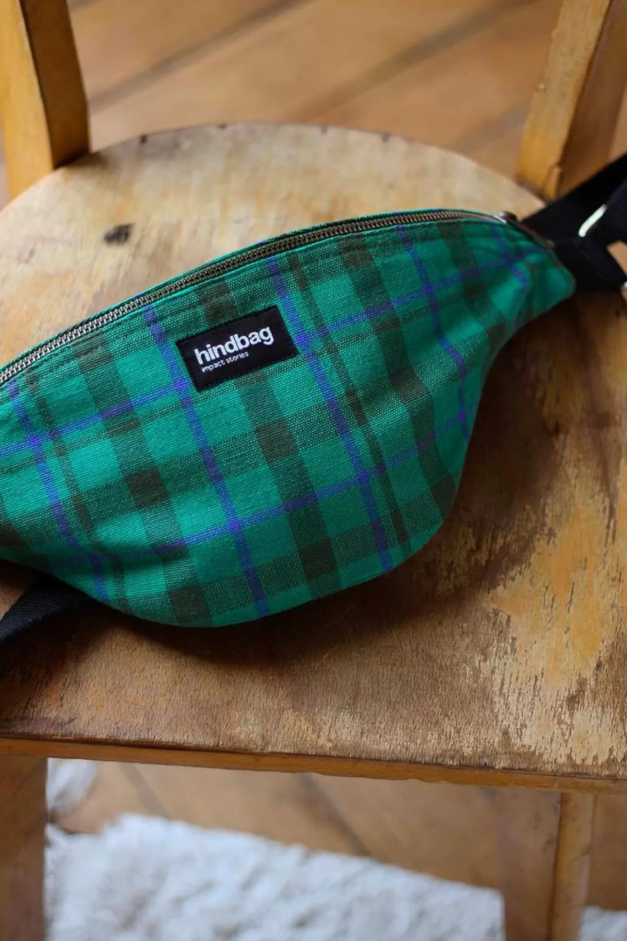 Hindbag Fanny Pack>Bum Bag Olivia Tartan Green Garden