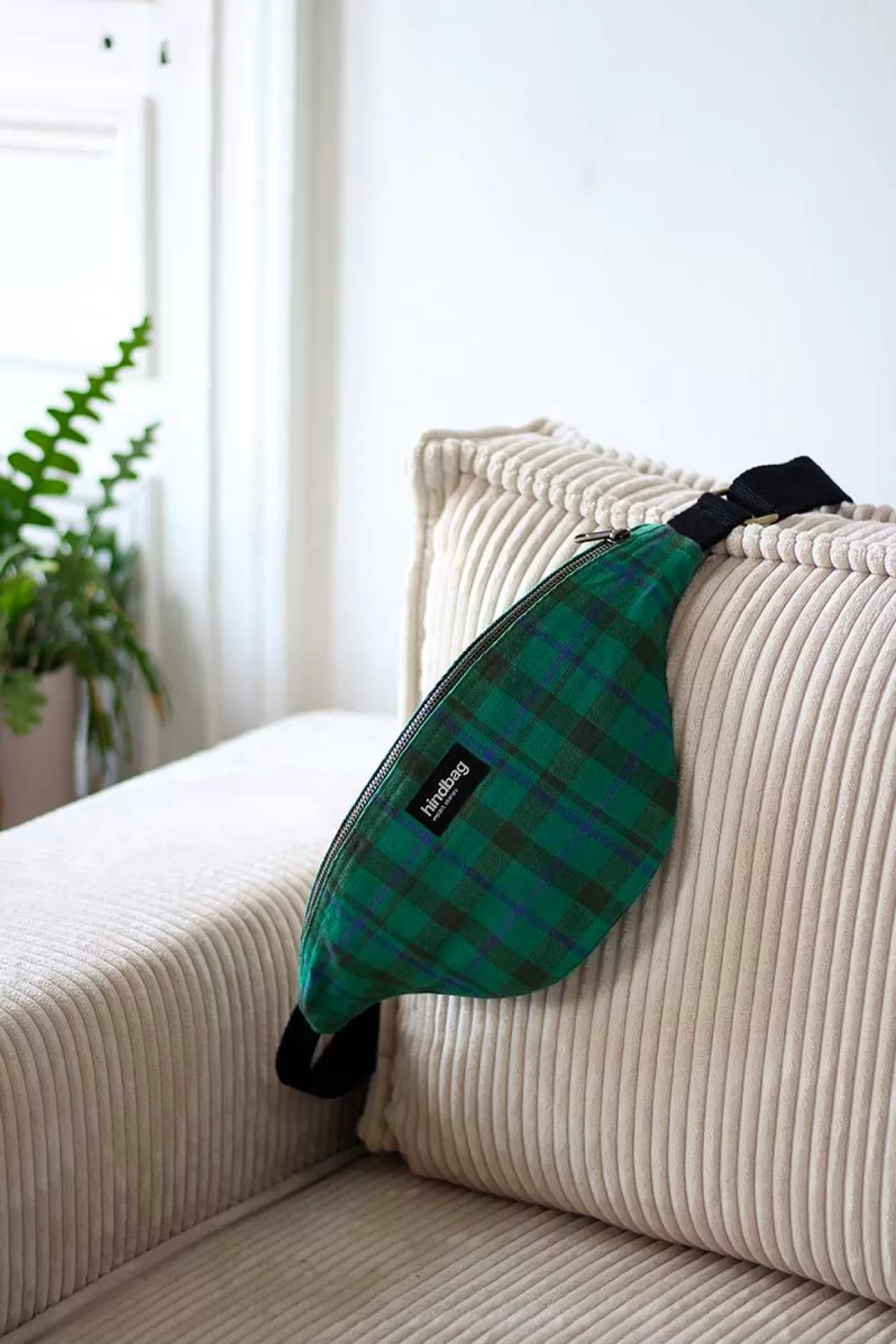 Hindbag Fanny Pack>Bum Bag Olivia Tartan Green Garden