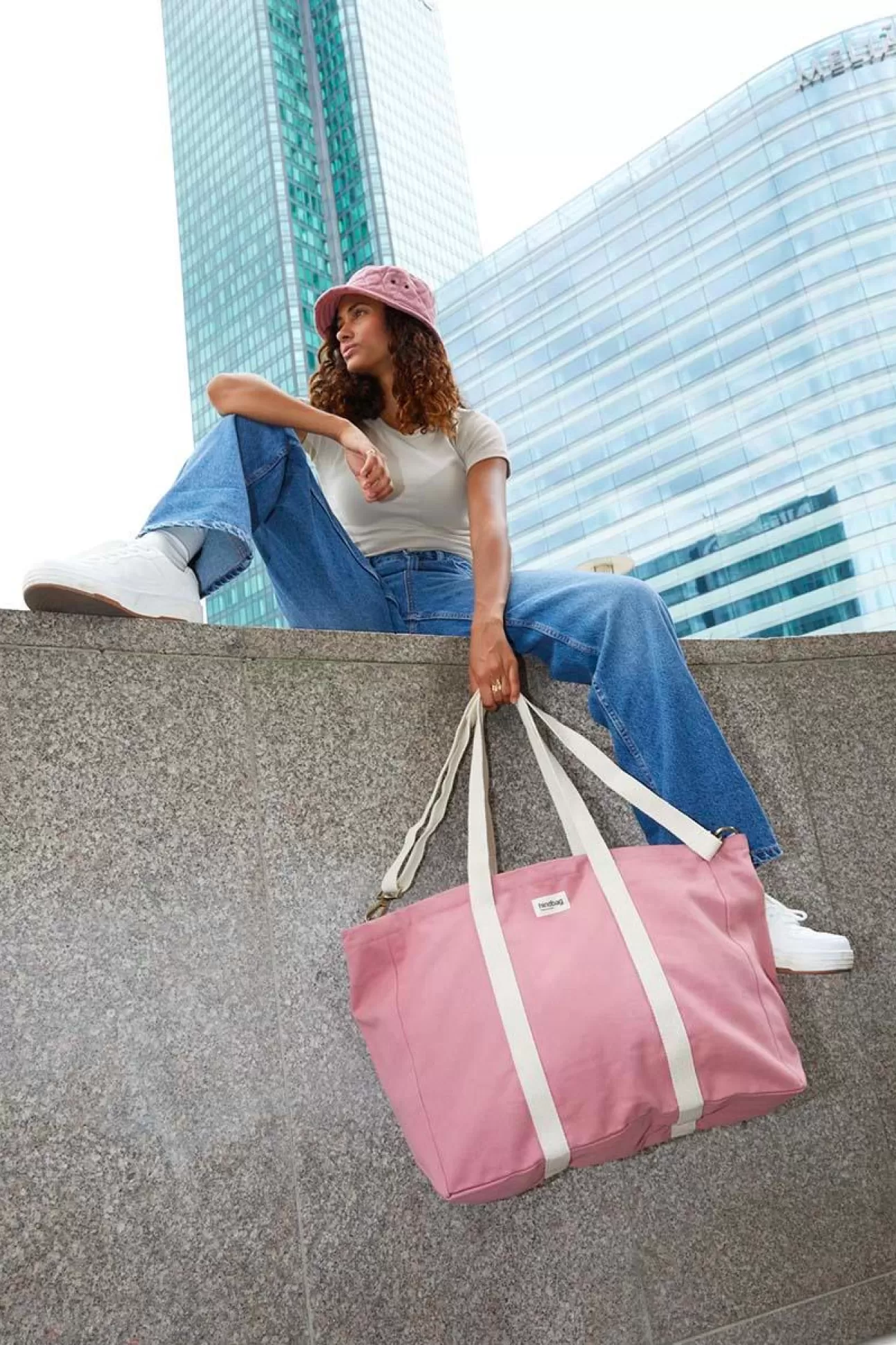 Hindbag Tote Bag>Denim Bag Blush Pink