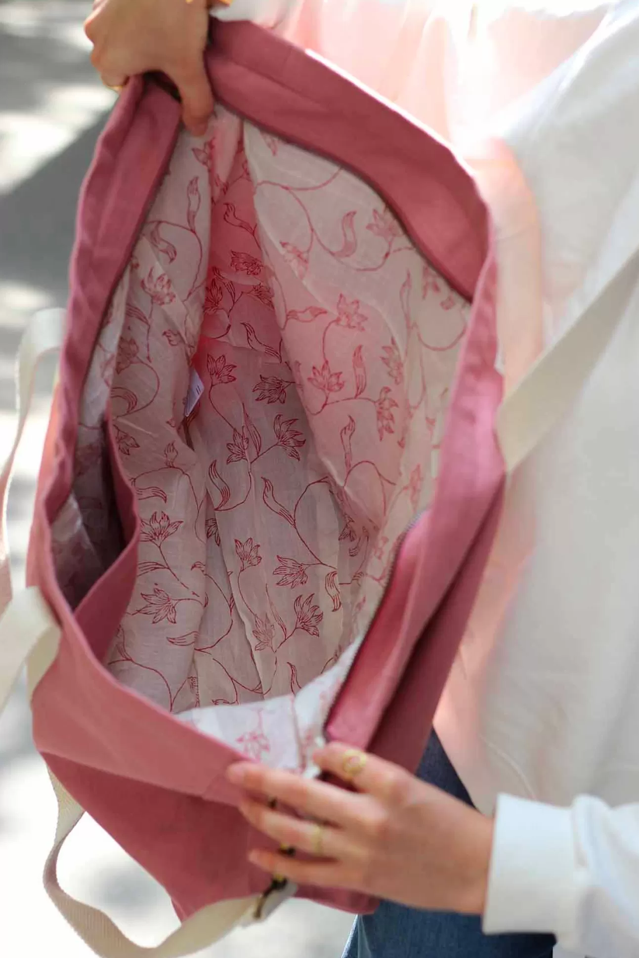 Hindbag Tote Bag>Denim Bag Blush Pink