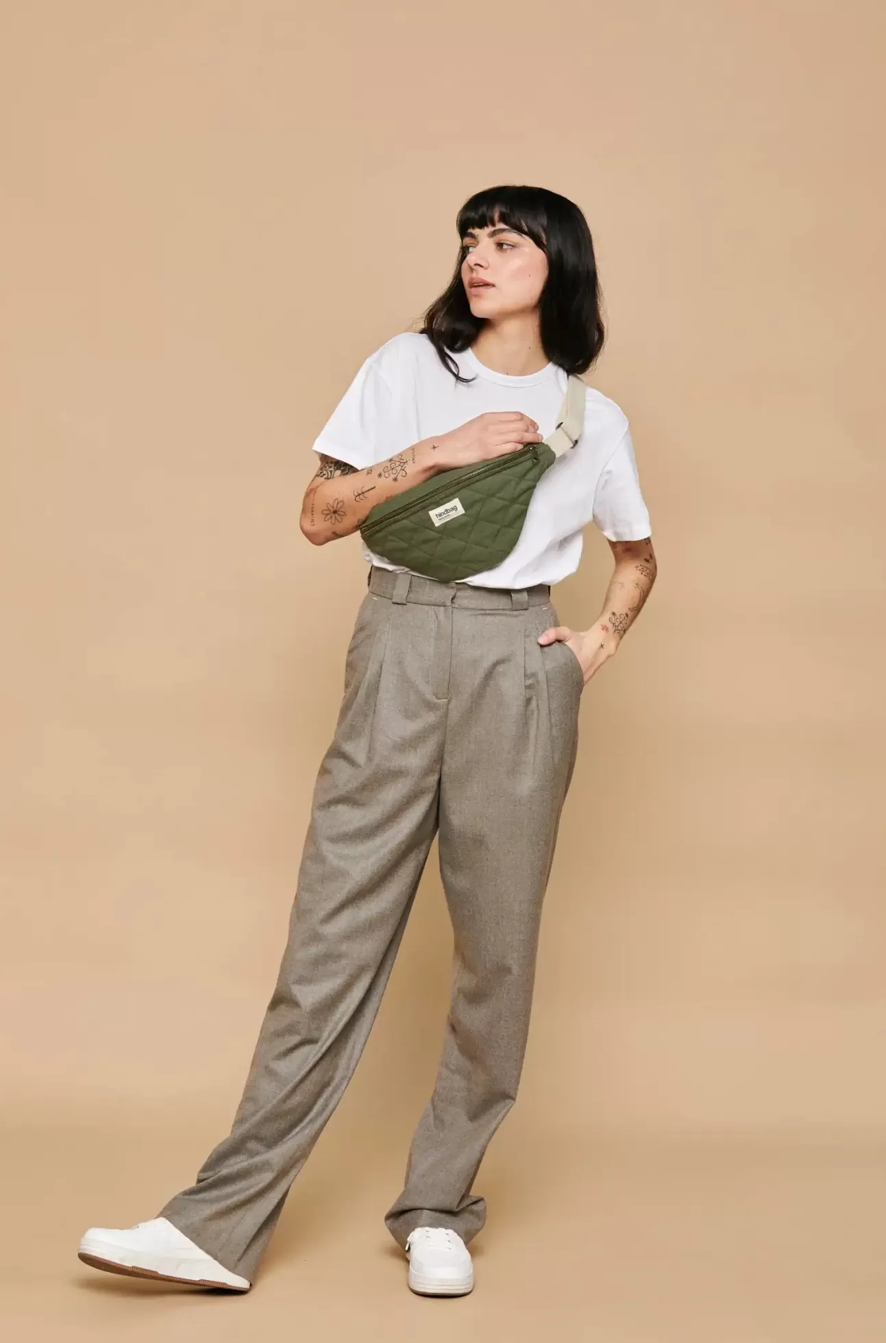 Hindbag Fanny Pack>Olivia Olive Quilted Belt Bag