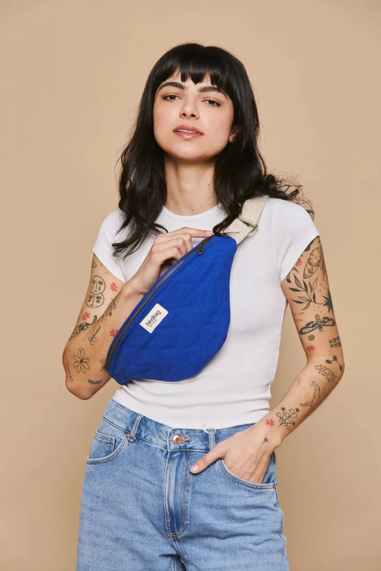 Hindbag Fanny Pack>Olivia Quilted Belt Bag Electric Blue