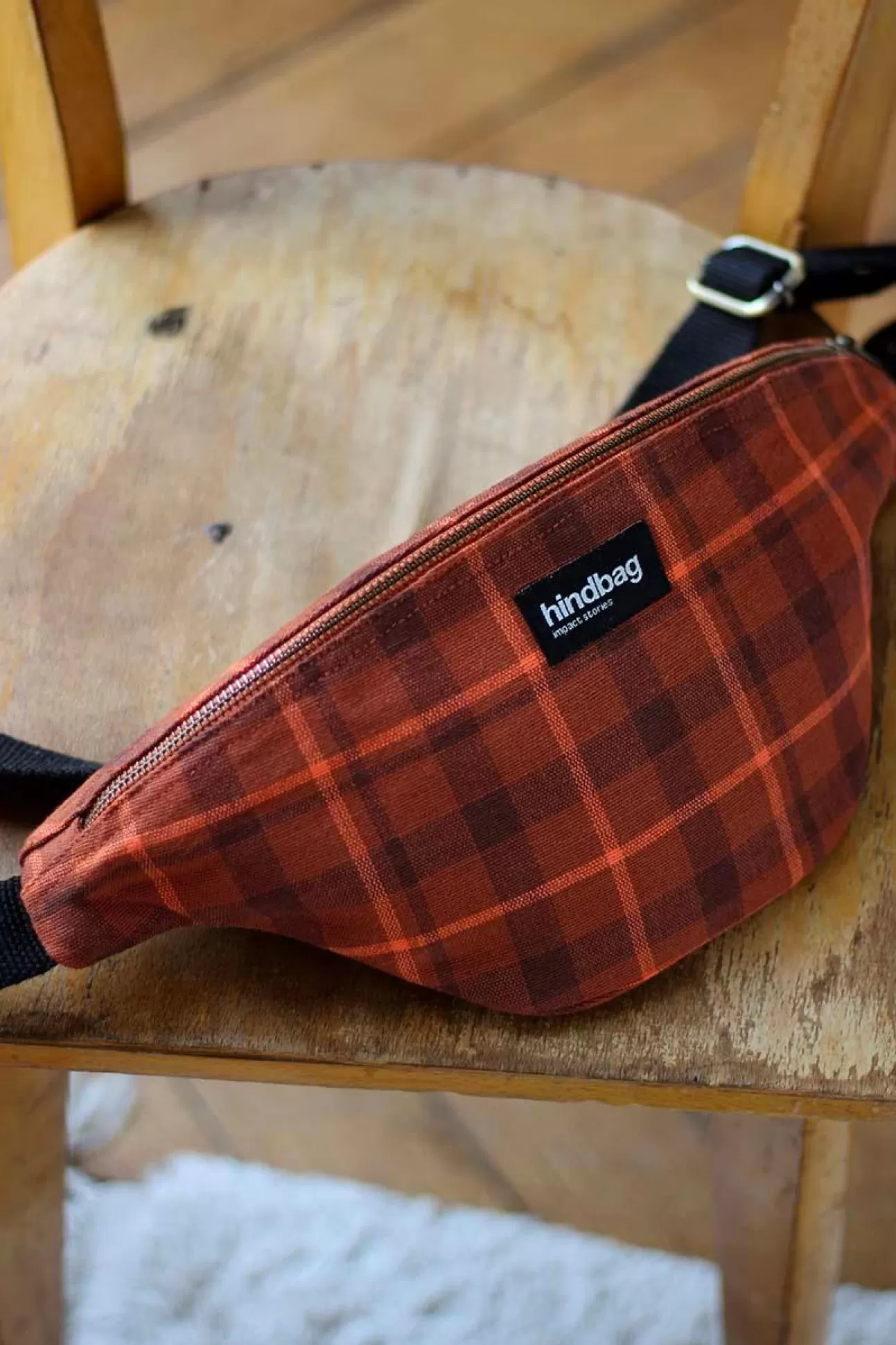 Hindbag Fanny Pack>Olivia Tartan Camel Toffee Belt Bag