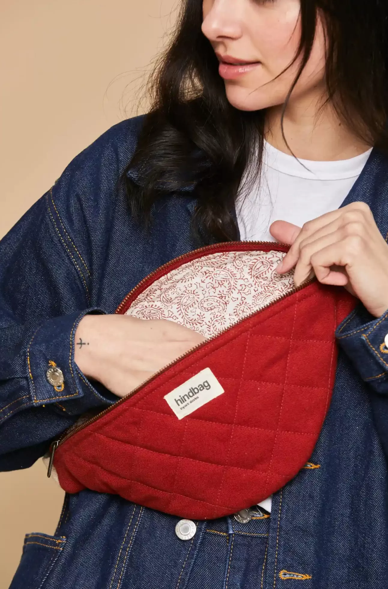 Hindbag Fanny Pack>Olivia Terracotta Quilted Belt Bag