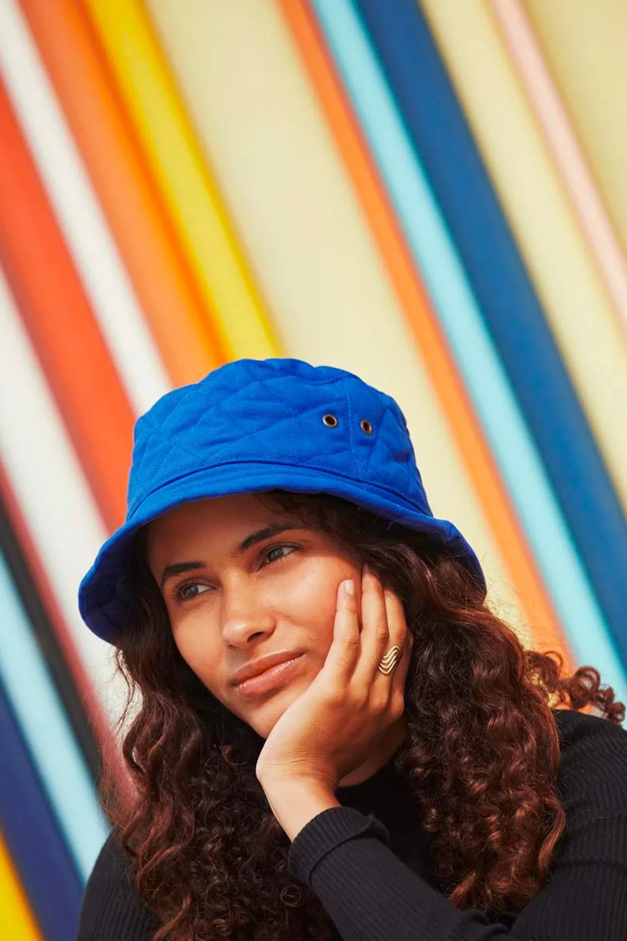 Hindbag Bob>Quilted Bucket Hat Electric Blue